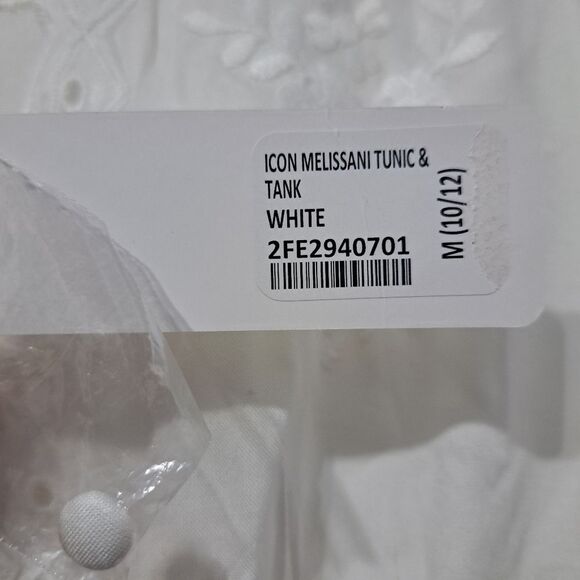 Soft Surroundings Icon Melissani Embroidered Boho Eyelet Tunic & Tank Med White - Picture 8 of 15